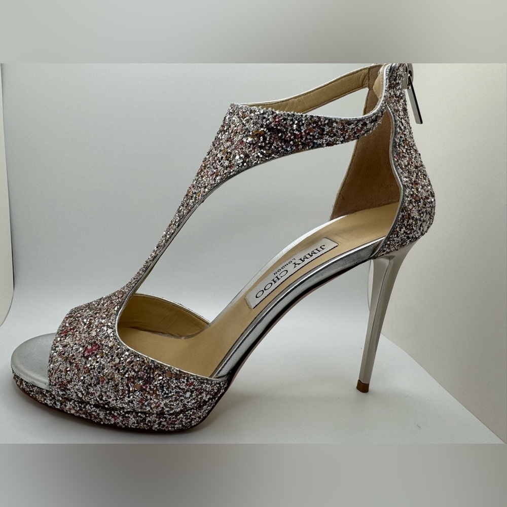 Jimmy Choo Lana 100 Camelia Multi Glitter Heels – EU 39 - Like New!! - Picture 6 of 11